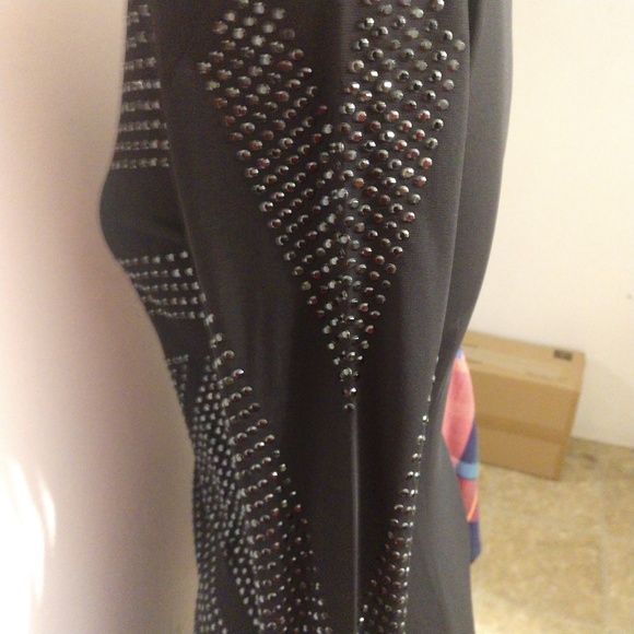 Black Sheath Dress Embellished Carmen Marc Valvo - Picture 2 of 7